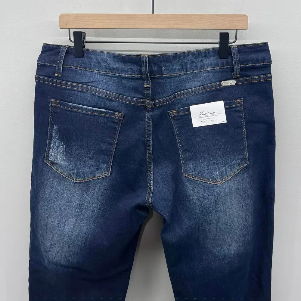 KanCan Mid Rise Dark Denim Skinny Jeans Style KC6003D-B‎